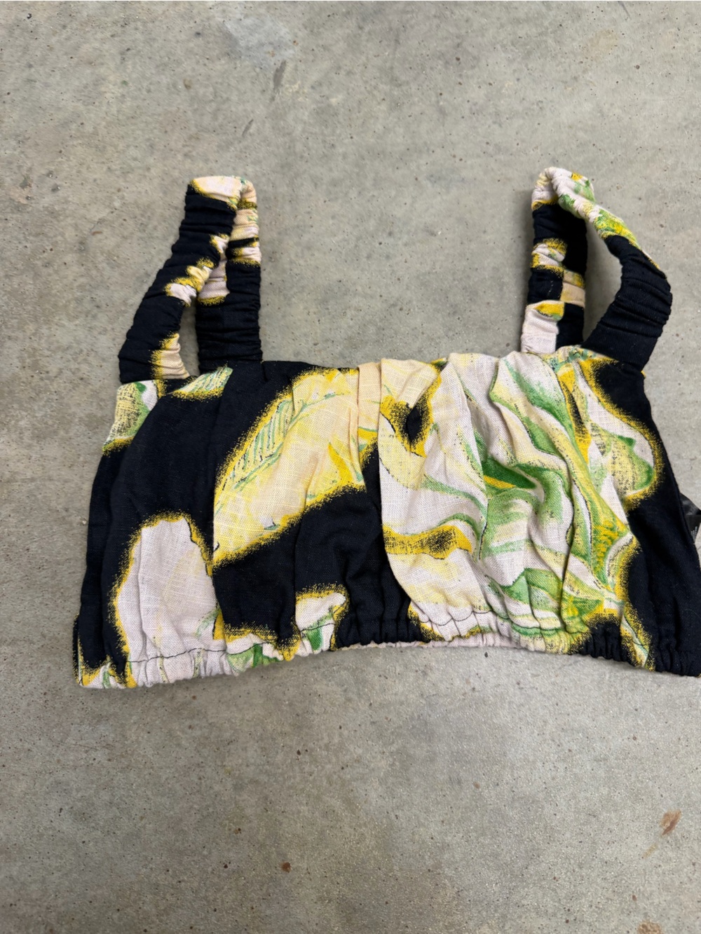 ASOS Floral Ruched Tank Top in Black, Yellow, Green